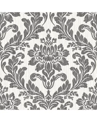 Brewster Advantage Galois Black Damask Wallpaper In Multi