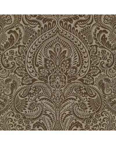 Brewster Artemis Bronze Floral Damask Wallpaper