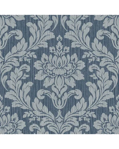 Brewster Galois Blue Damask Wallpaper In Multi
