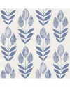 Brewster Scandinavian Blue Block Print Tulip Wallpaper