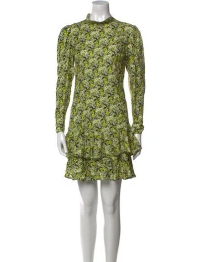 Pre-owned Brøgger Floral Print Mini Dress In Green
