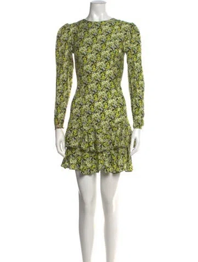 Pre-owned Brøgger Floral Print Mini Dress In Green