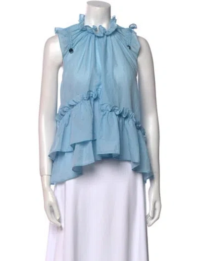 Pre-owned Brøgger Mock Neck Sleeveless Blouse In Blue