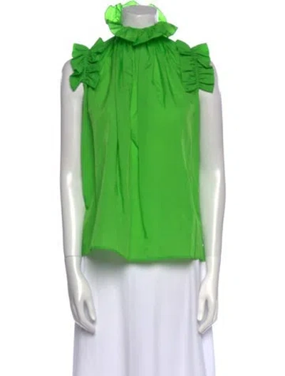 Pre-owned Brøgger Mock Neck Sleeveless Blouse In Green
