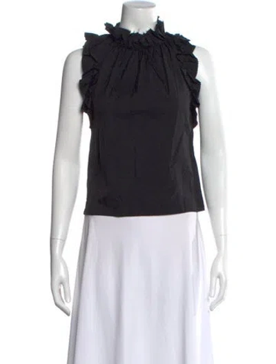 Pre-owned Brøgger Mock Neck Sleeveless Top In Black