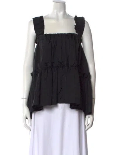 Pre-owned Brøgger Square Neckline Sleeveless Blouse In Black