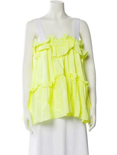 Pre-owned Brøgger Square Neckline Sleeveless Blouse In Yellow