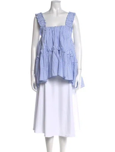 Pre-owned Brøgger Striped Square Neckline Top In White