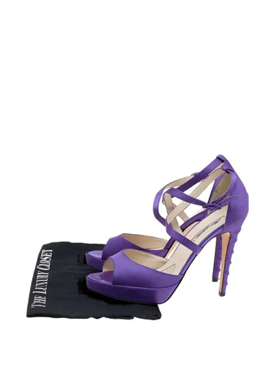Pre-owned Brian Atwood 125mm Alexie Criss-cross Heeled Sandals In Purple