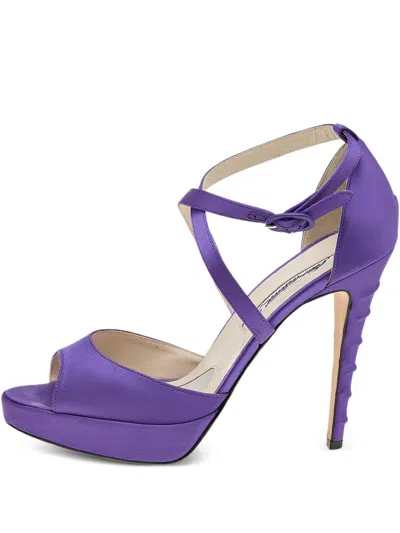 Pre-owned Brian Atwood 125mm Open-toe Satin Platform Sandals
