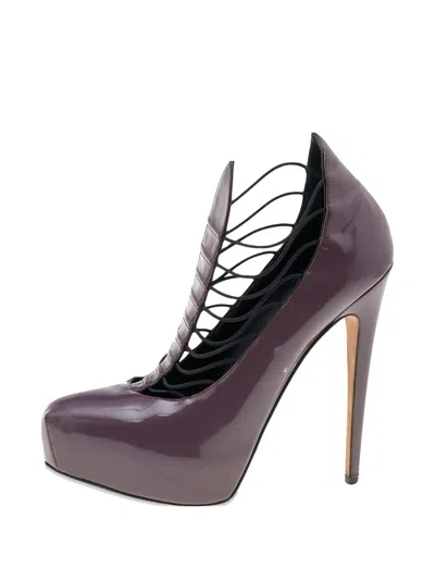 Pre-owned Brian Atwood Cage Platform Pumps In Purple