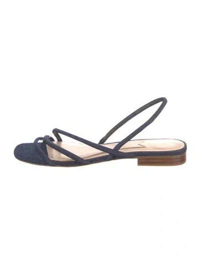 Pre-owned Brian Atwood Denim Slingback Flats In Blue