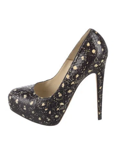 Pre-owned Brian Atwood Embossed Leather Animal Print Pumps In Black
