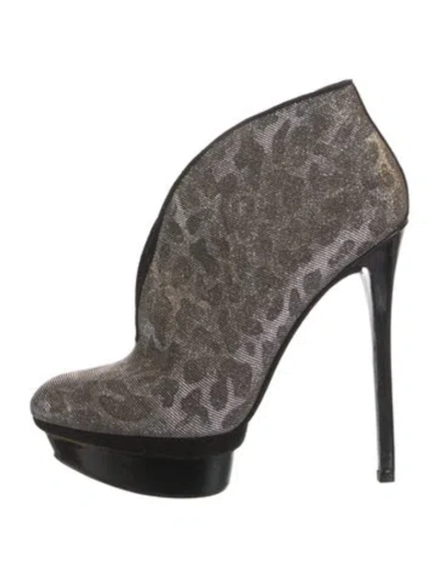 Pre-owned Brian Atwood Glitter Animal Print Pumps In Black/metallic