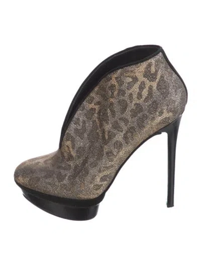 Pre-owned Brian Atwood Glitter Animal Print Pumps In Gold