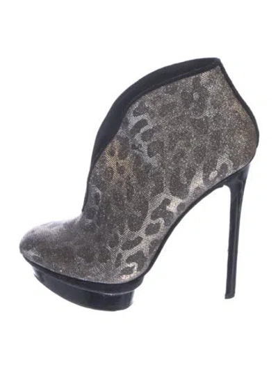 Pre-owned Brian Atwood Glitter Animal Print Pumps In Grey