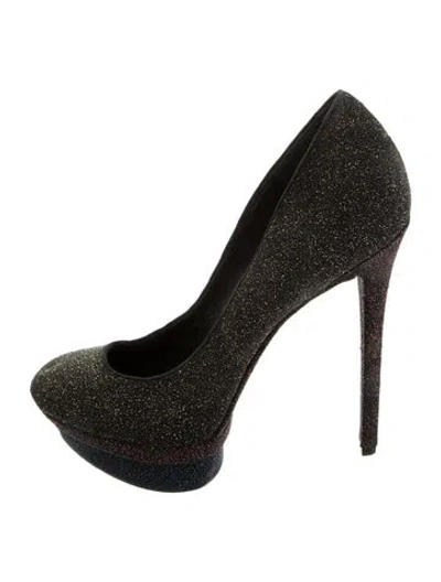 Pre-owned Brian Atwood Glitter Pumps In Black