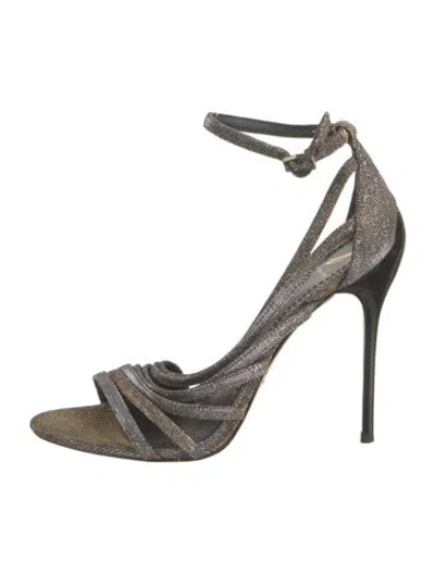 Pre-owned Brian Atwood Glitter Sandals In Metallic/neutrals