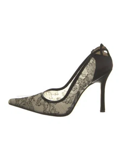 Pre-owned Brian Atwood Lace Cutout Accent Pumps In Black