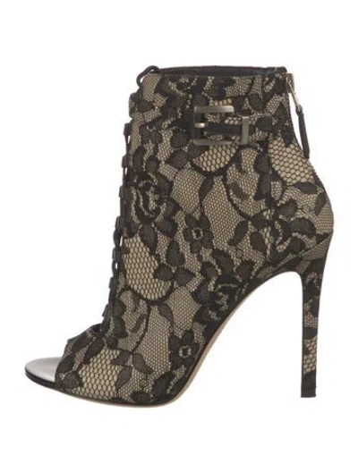 Pre-owned Brian Atwood Lace Lace Pattern Boots In Black/neutrals