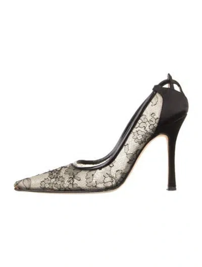 Pre-owned Brian Atwood Lace Lace Pattern Pumps In Black