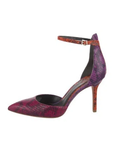Pre-owned Brian Atwood Leather Animal Print Pumps In Purple