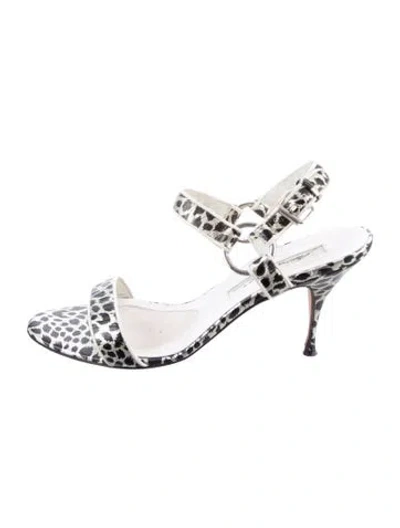 Pre-owned Brian Atwood Leather Animal Print Sandals In Multi