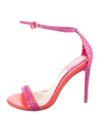 Pre-owned Brian Atwood Leather Animal Print Sandals In Pink