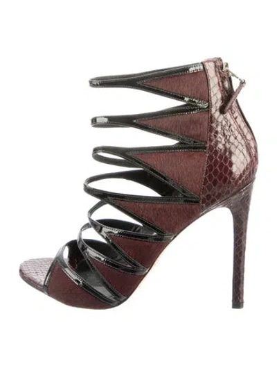 Pre-owned Brian Atwood Leather Animal Print Sandals In Purple