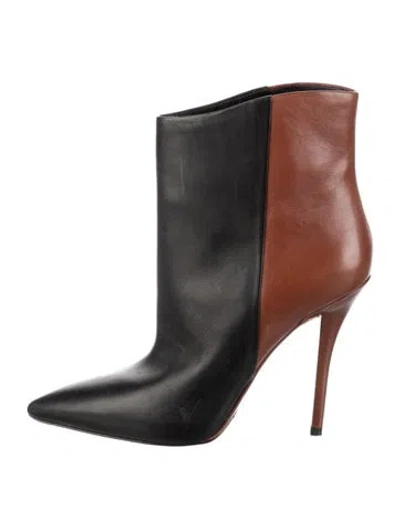 Pre-owned Brian Atwood Leather Colorblock Pattern Boots In Black
