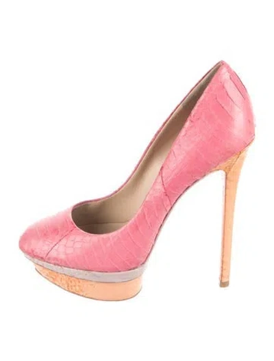 Pre-owned Brian Atwood Leather Colorblock Pattern Pumps In Pink
