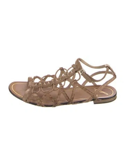 Pre-owned Brian Atwood Leather Gladiator Sandals In Neutral