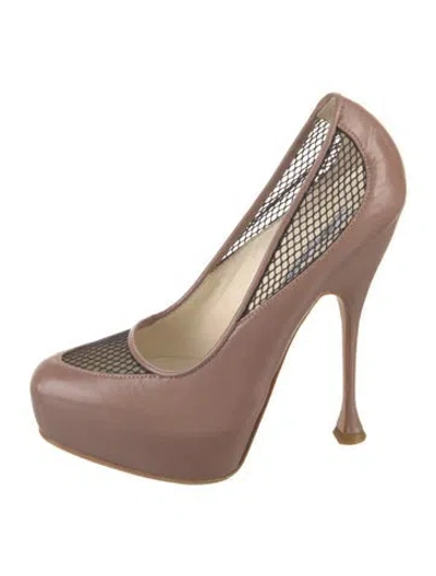 Pre-owned Brian Atwood Leather Mesh Accents Pumps