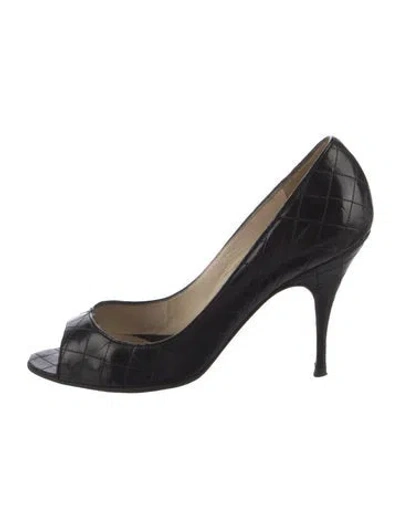 Pre-owned Brian Atwood Leather Patterned Pumps In Black