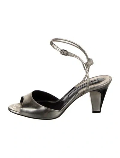 Pre-owned Brian Atwood Leather Sandals In Silver