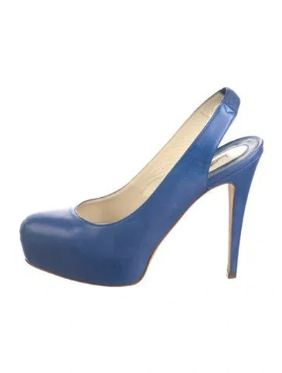 Pre-owned Brian Atwood Leather Slingback Pumps In Blue