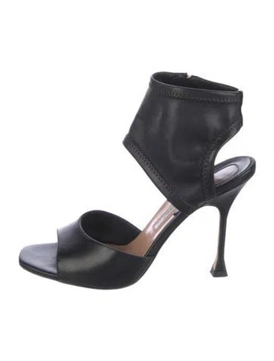 Pre-owned Brian Atwood Leather Slingback Sandals In Black