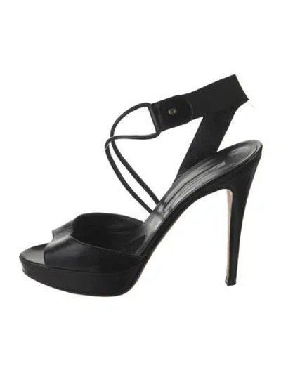 Pre-owned Brian Atwood Leather Slingback Sandals In Black