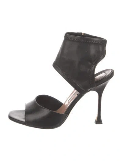 Pre-owned Brian Atwood Leather Slingback Sandals In Black