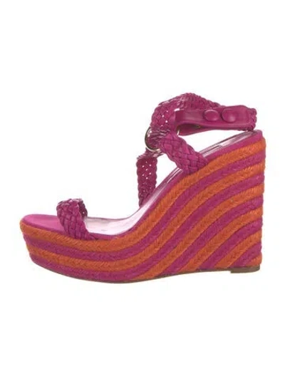 Pre-owned Brian Atwood Leather Striped Espadrilles In Pink