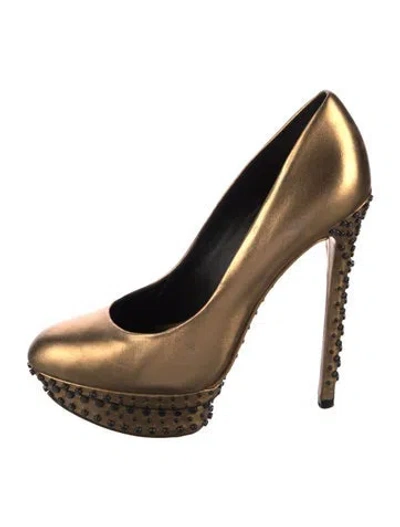 Pre-owned Brian Atwood Leather Studded Accents Pumps