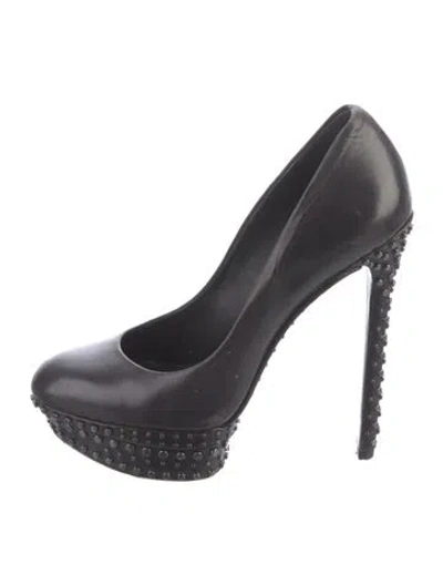 Pre-owned Brian Atwood Leather Studded Accents Pumps In Black