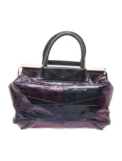 Pre-owned Brian Atwood Leather Tote In Metallic/purple