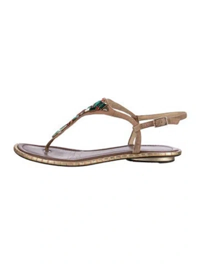Pre-owned Brian Atwood Leather T-strap Sandals In Transparent