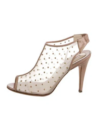 Pre-owned Brian Atwood Mesh Slingback Pumps In Brown