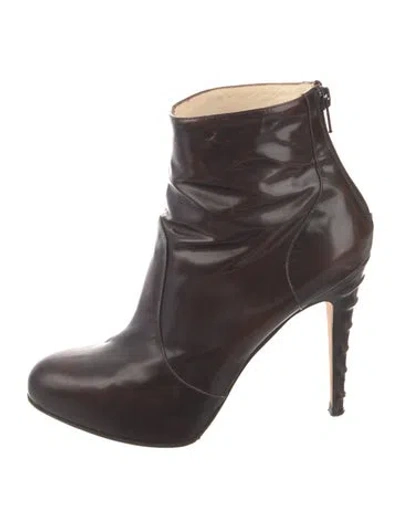 Pre-owned Brian Atwood Patent Leather Boots In Brown