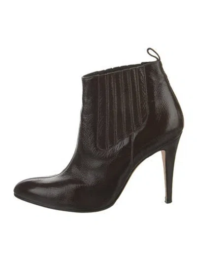 Pre-owned Brian Atwood Patent Leather Chelsea Boots In Brown