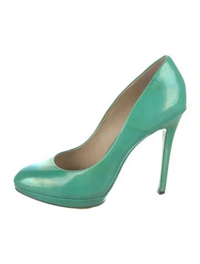 Pre-owned Brian Atwood Patent Leather Pumps In Green