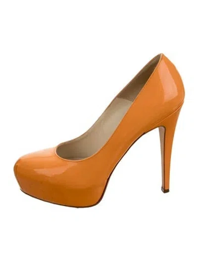 Pre-owned Brian Atwood Patent Leather Pumps In Orange