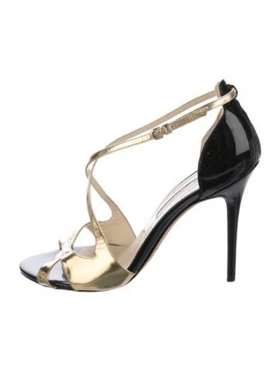 Pre-owned Brian Atwood Patent Leather Sandals In Black